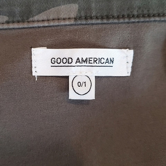 Good American Washed Camo Print Military Style Jacket Size 0/1 - S/M - Picture 7 of 13